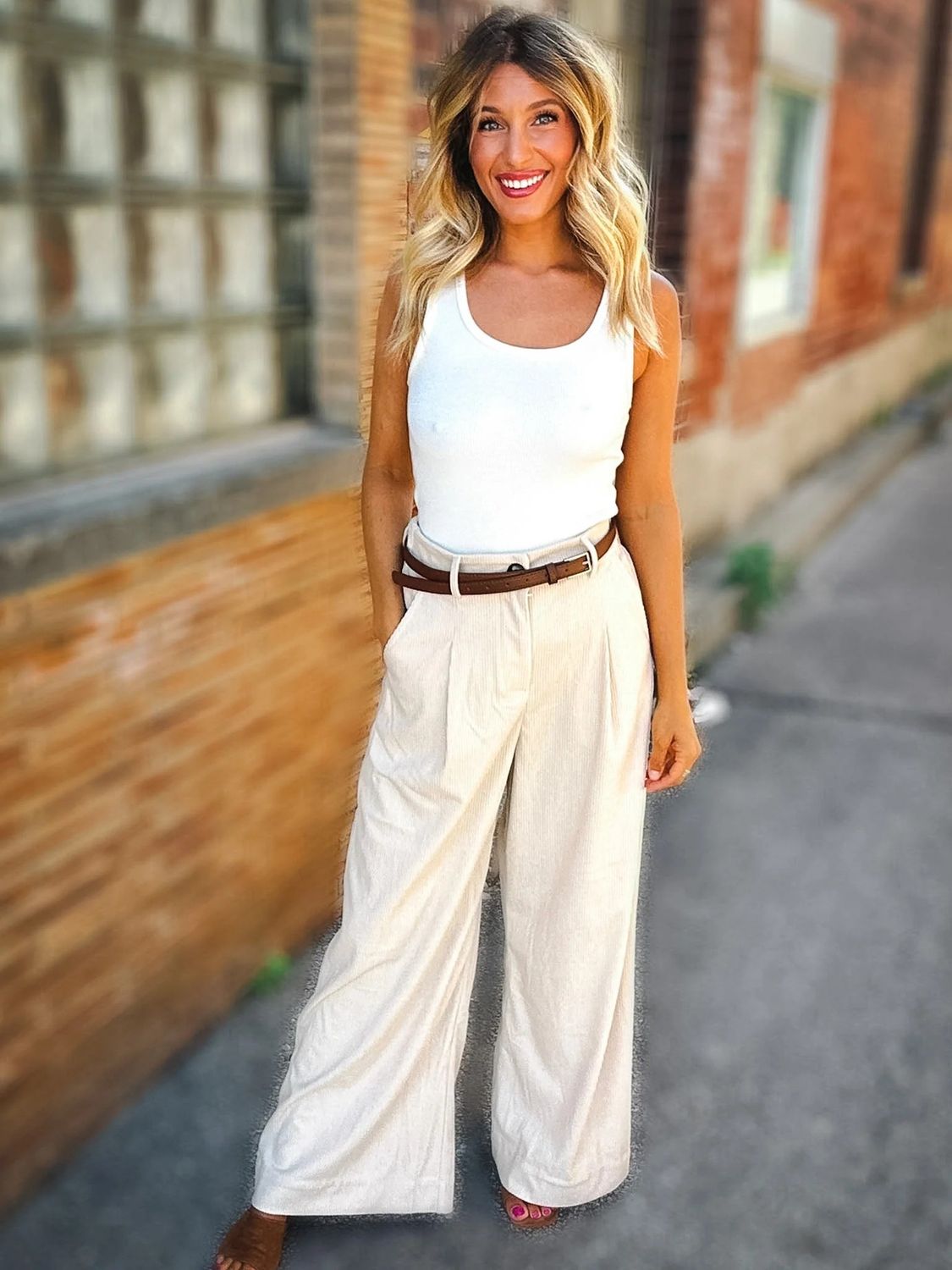Foxglove Corduroy Belted Pant
