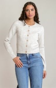 Bow Button Cropped Cardigan