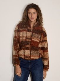 Borg check Funnel Neck Jacket