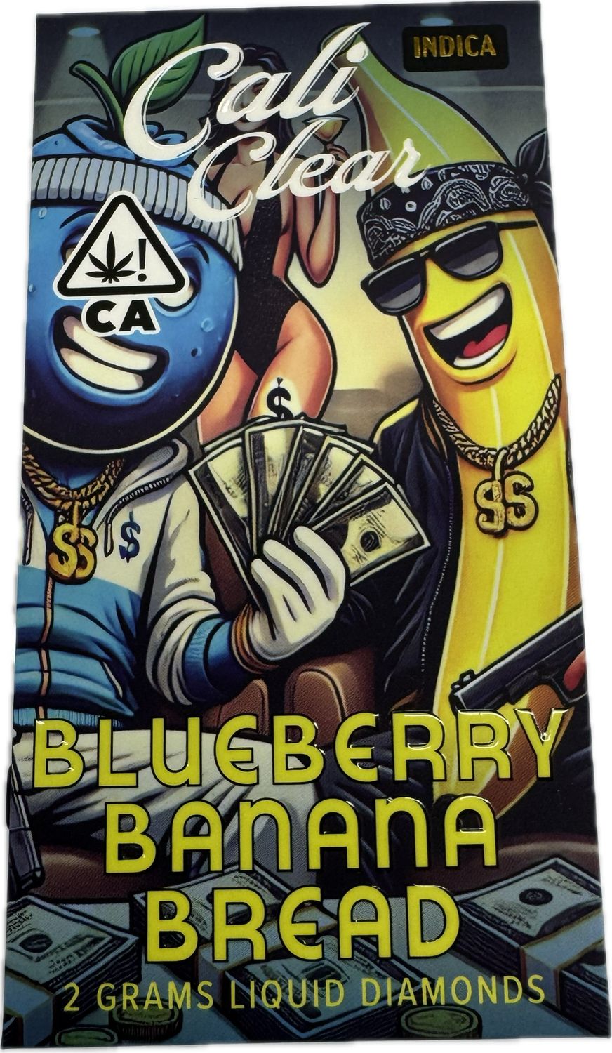 Cali Clear: 2grams Liquid Diamonds Disposable Vape - Blueberry Banana Bread (INDICA)