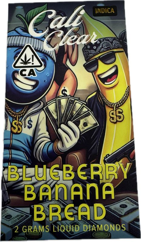 Cali Clear: 2grams Liquid Diamonds Disposable Vape - Blueberry Banana Bread (INDICA)