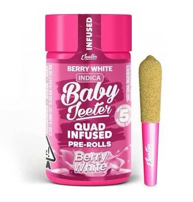 Baby Jeeter: 5pk Rosin Enhanced Diamonds Pre-Rolls THC: 44.25% - Berry White INDICA