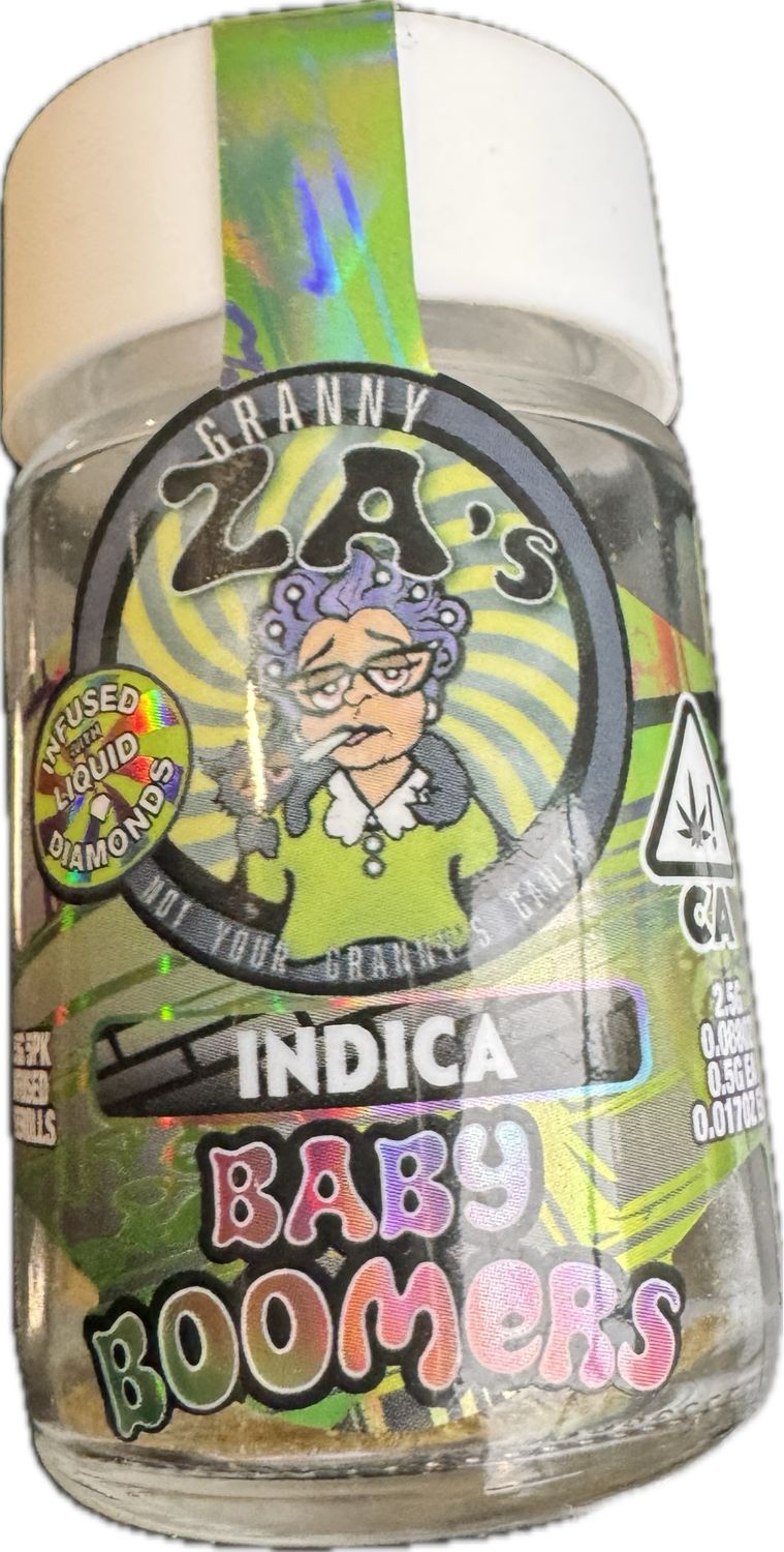 GrannyZa’s Baby Boomers: 5pk Pre-Rolls INFUSED w/ Liquid Diamonds - Black Ice INDICA