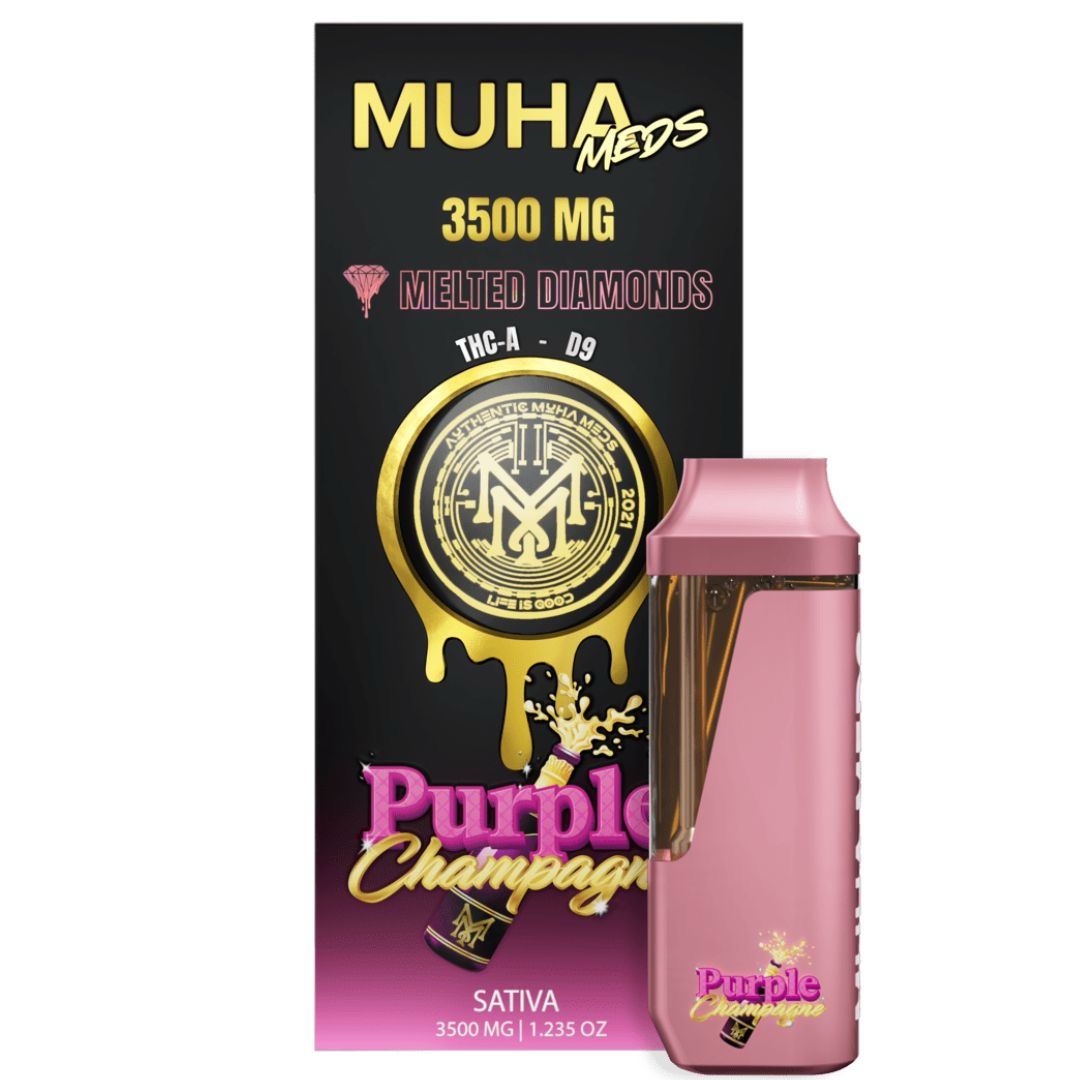 MUHA Meds: 3500mg Melted Diamonds Disposable Vape - Purple Champagne SATIVA