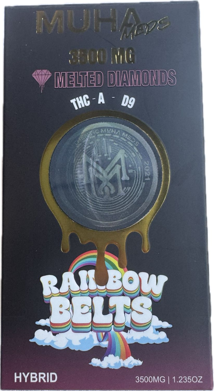 MUHA Meds: 3500mg Melted Diamonds Disposable Vape - Rainbow Belts HYBRID