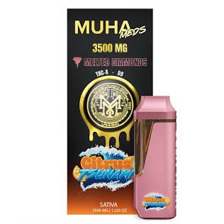 MUHA Meds: 3500mg Melted Diamonds Disposable Vape - Citrus Tsunami SATIVA