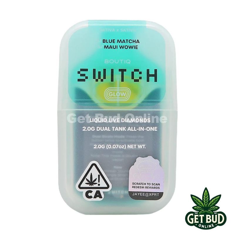 BOUTIQ SWITCH - 2gram Liquid Live Diamonds Dual Tank Disposable Vape - Blue Matcha (SATIVA) X Maui Wowie (SATIVA) 