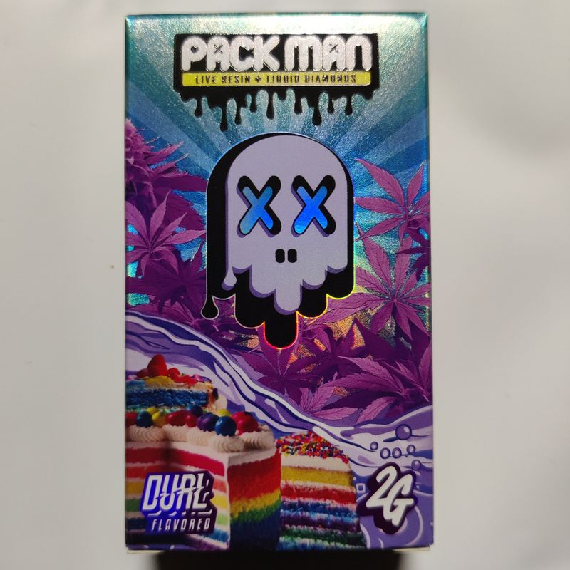 PACK MAN - 2gram Liquid Live Diamonds Dual Tank Disposable Vape - Mendo Breath X Rainbow Cake
