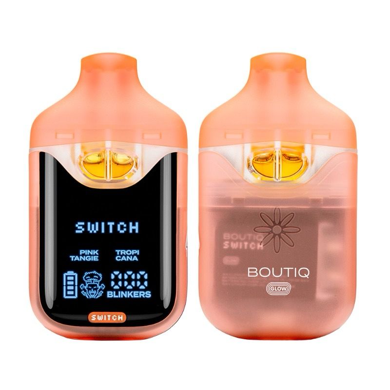 BOUTIQ SWITCH • GLOW - 2gram Liquid Live Diamonds Dual Tank Disposable - Pink Tangie (SATIVA) x Tropicana (SATIVA)
