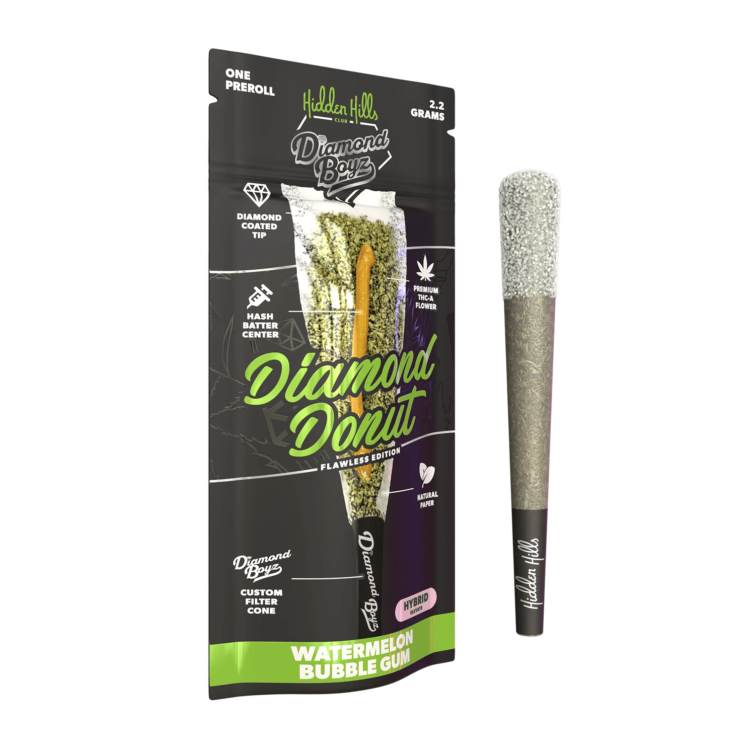 Hidden Hills • Diamond Boyz: 2.2grams Diamond Donut - Watermelon Bubble Gum HYBRID