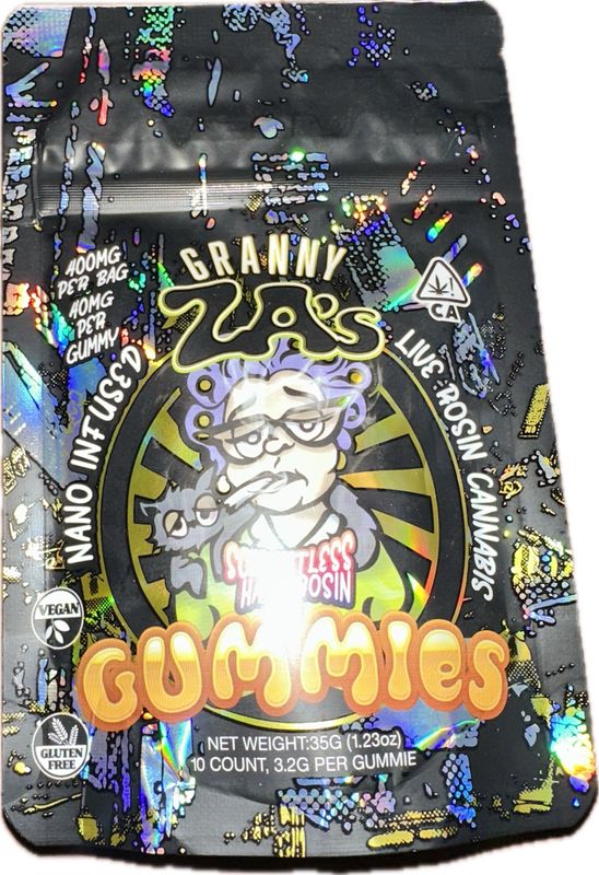 GrannyZa’s: 400mg Solventless Hash Rosin Cannabis Gummies - Green Apple