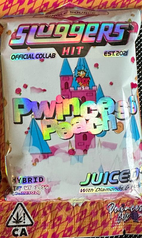 Sluggers HIT: 5pk INFUSED Pre-Rolls, JUICED* With Diamonds &amp; Hash - Pwincess Peach HYBRID