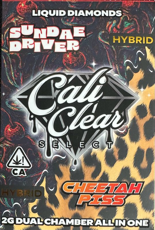 Cali Clear: 2grams Dual Chamber Liquid Diamonds Disposable Vape - Sundae Driver (H) x Cheetah Piss (H)