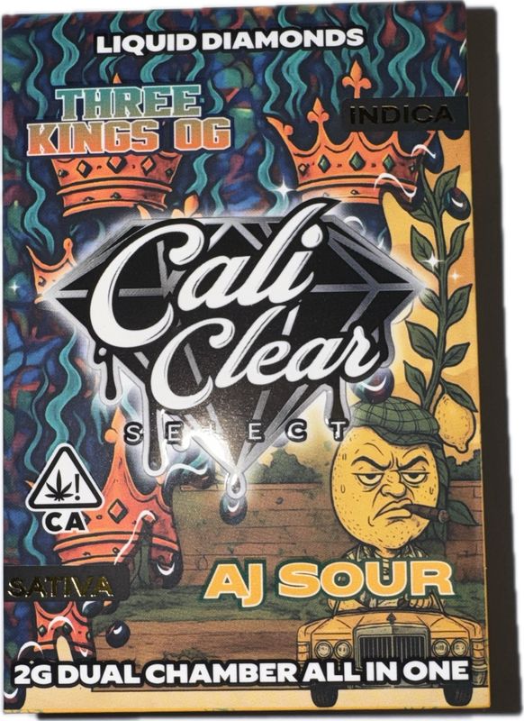 Cali Clear: 2grams Dual Chamber Liquid Diamonds Disposable Vape - Three Kings (I) x AJ Sour (S)