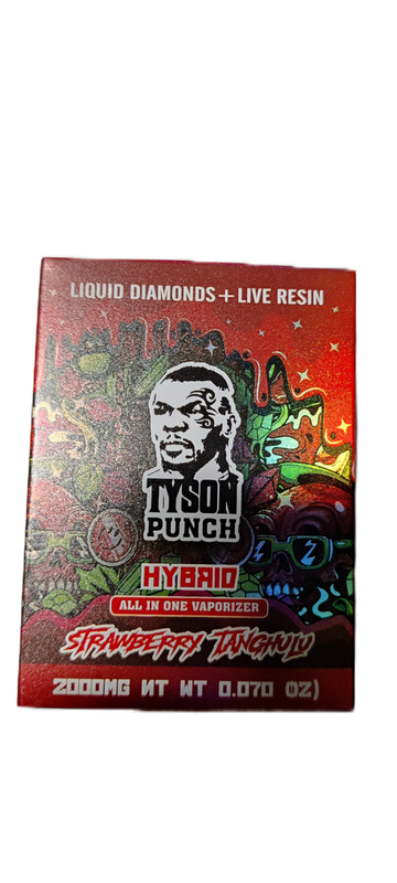 TYSON PUNCH: 2gram Liquid Diamonds + Live Resin Disposable Vape - Strawberry Tanghulu HYBRID