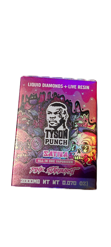 TYSON PUNCH: 2gram Liquid Diamonds + Live Resin Disposable Vape - Pink Starburst SATIVA