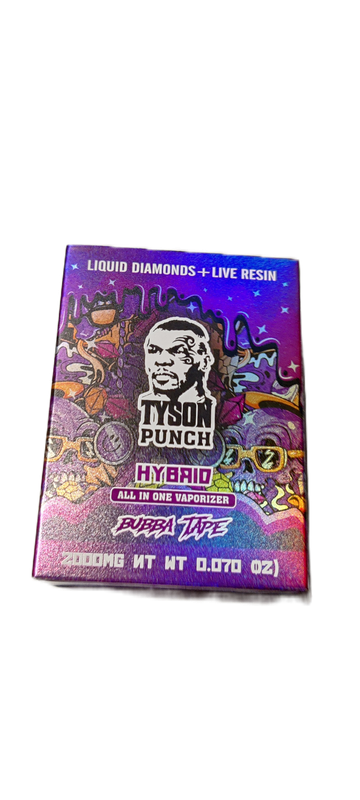 TYSON PUNCH: 2gram Liquid Diamonds + Live Resin Disposable Vape - Bubba Tape HYBRID
