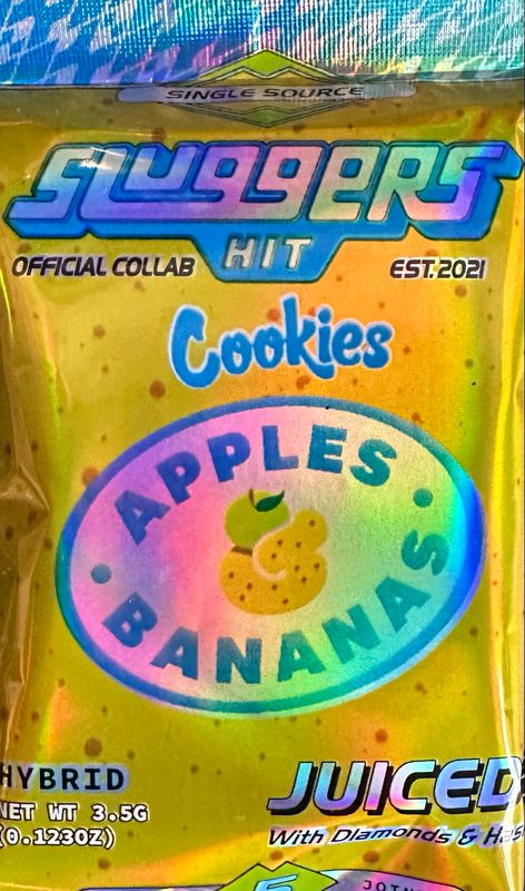 Sluggers HIT: 5pk INFUSED Pre-Rolls, JUICED* With Diamonds &amp; Hash - Apple &amp; Bananas HYBRID