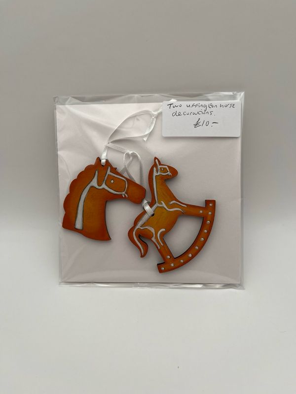 Two Uffington horse decorations