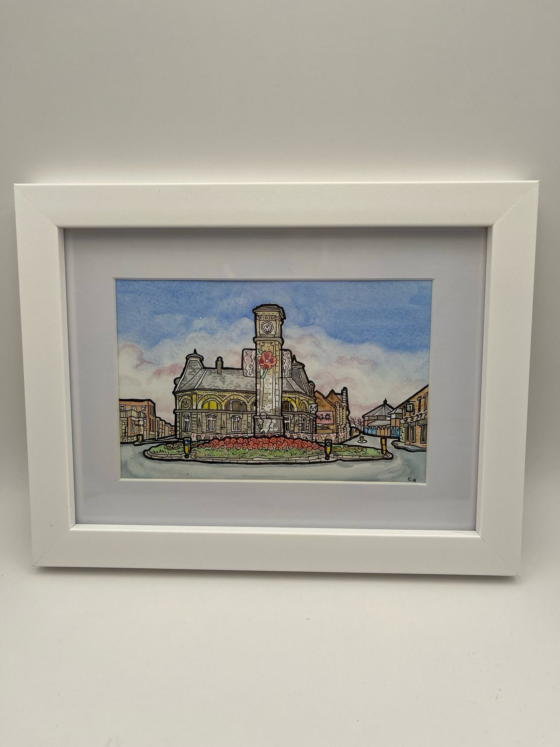 Goole Clock tower watercolour painting