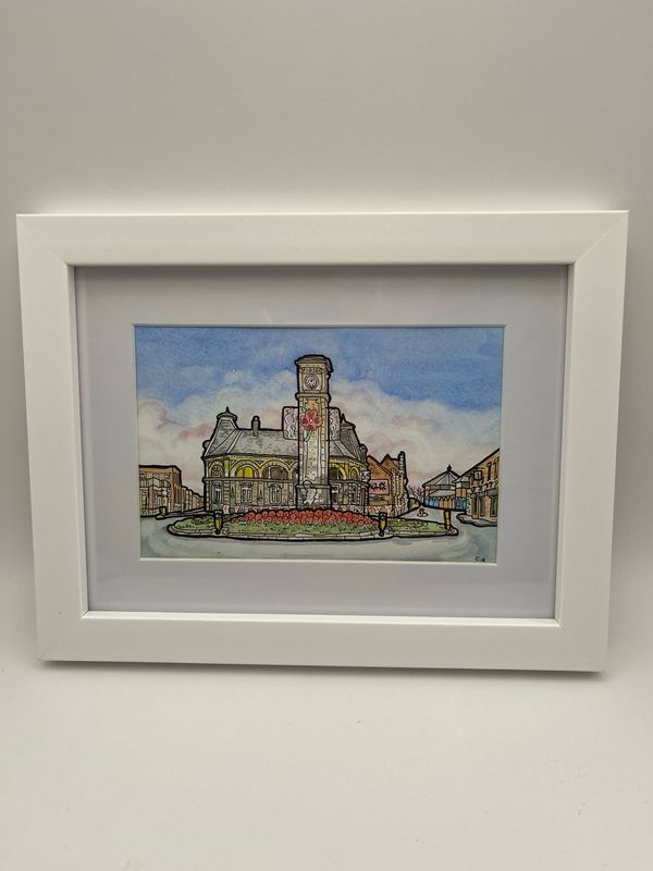 Goole Clock tower watercolour painting