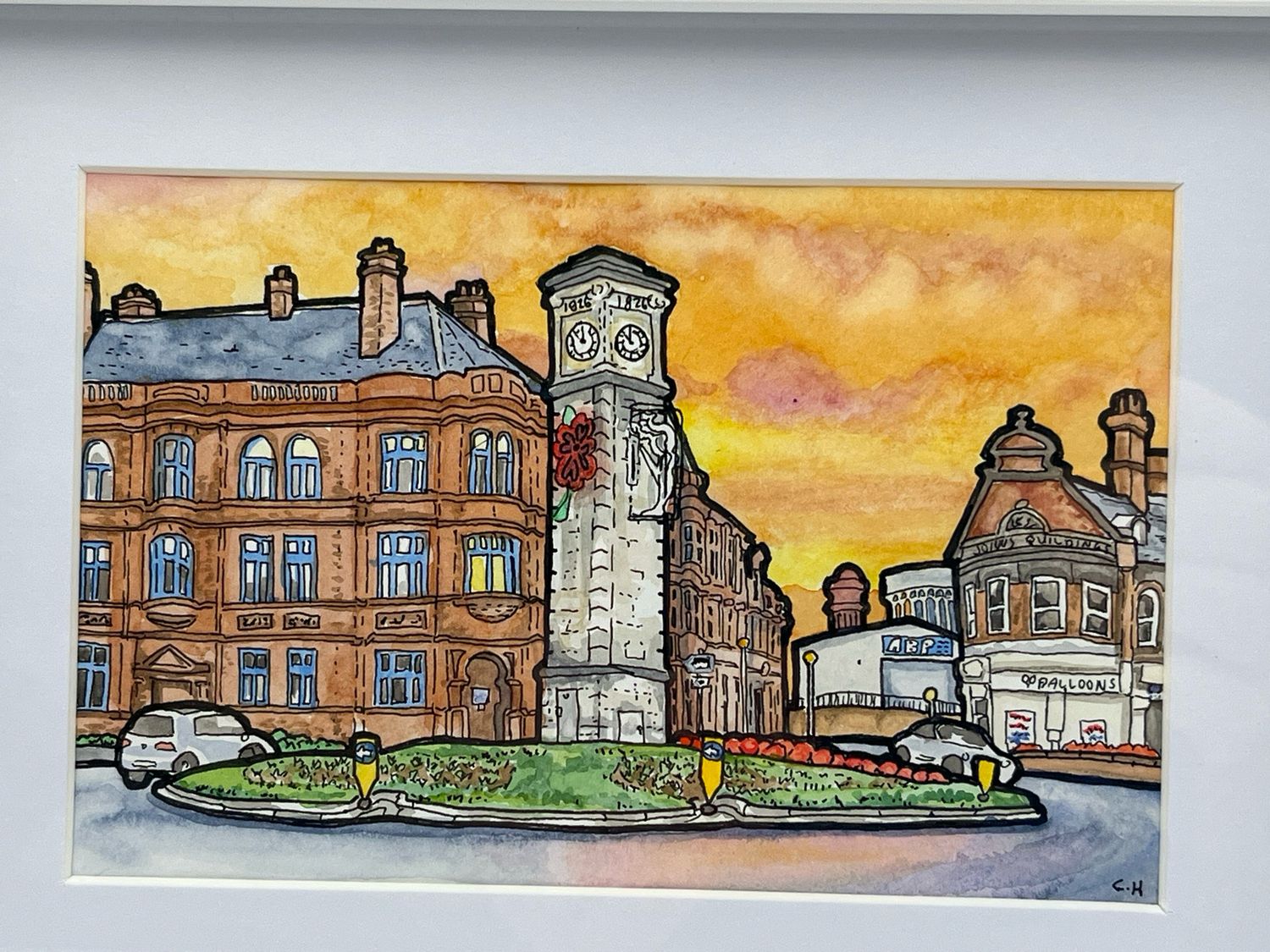 Goole Clock tower watercolour painting