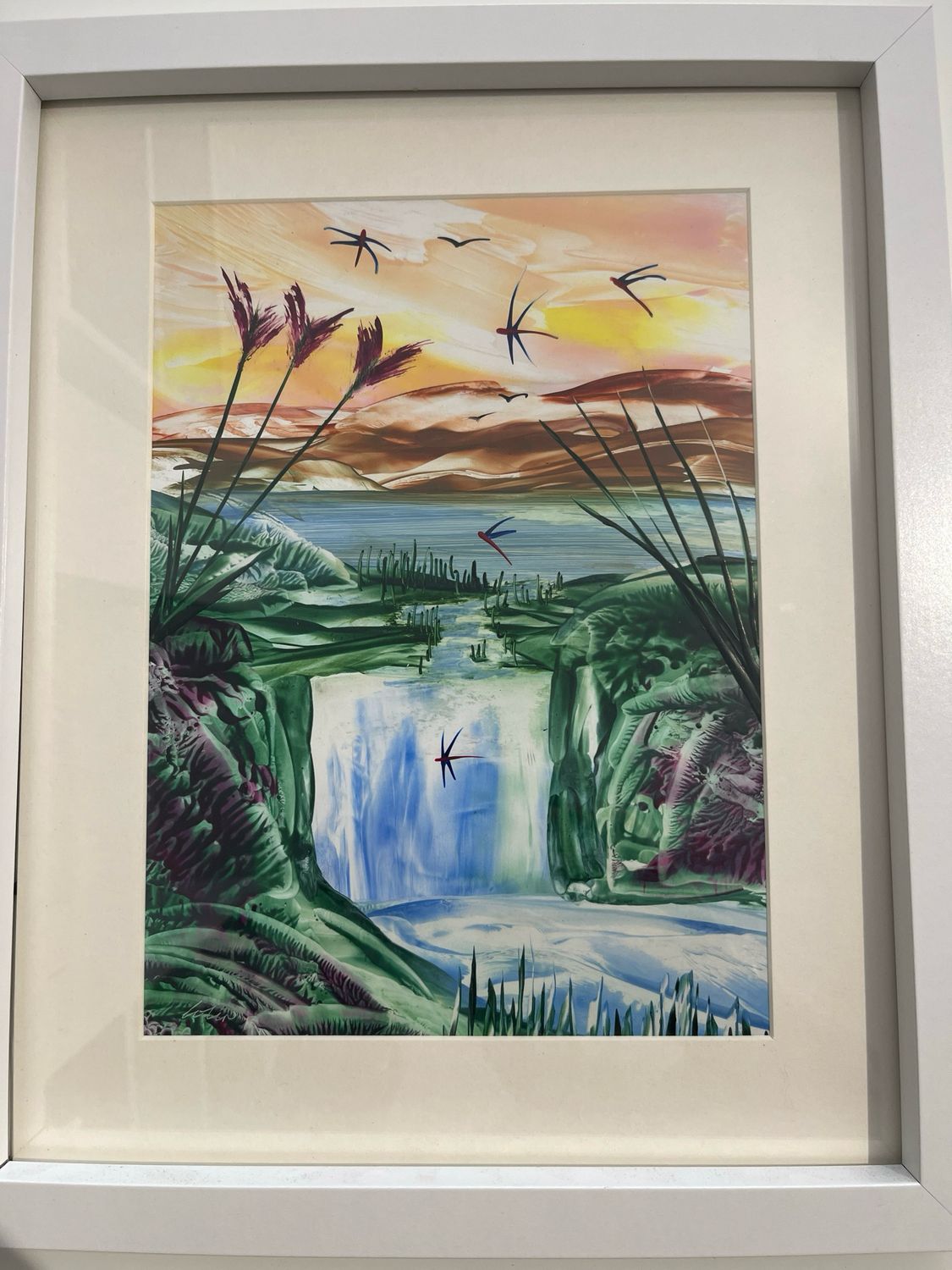 Encaustic Art Painting - Waterfall