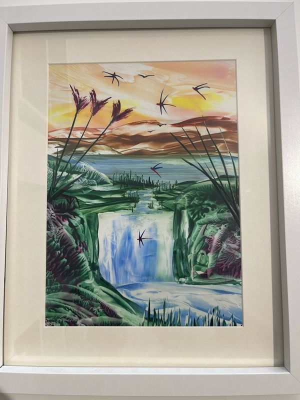 Encaustic Art Painting - Waterfall
