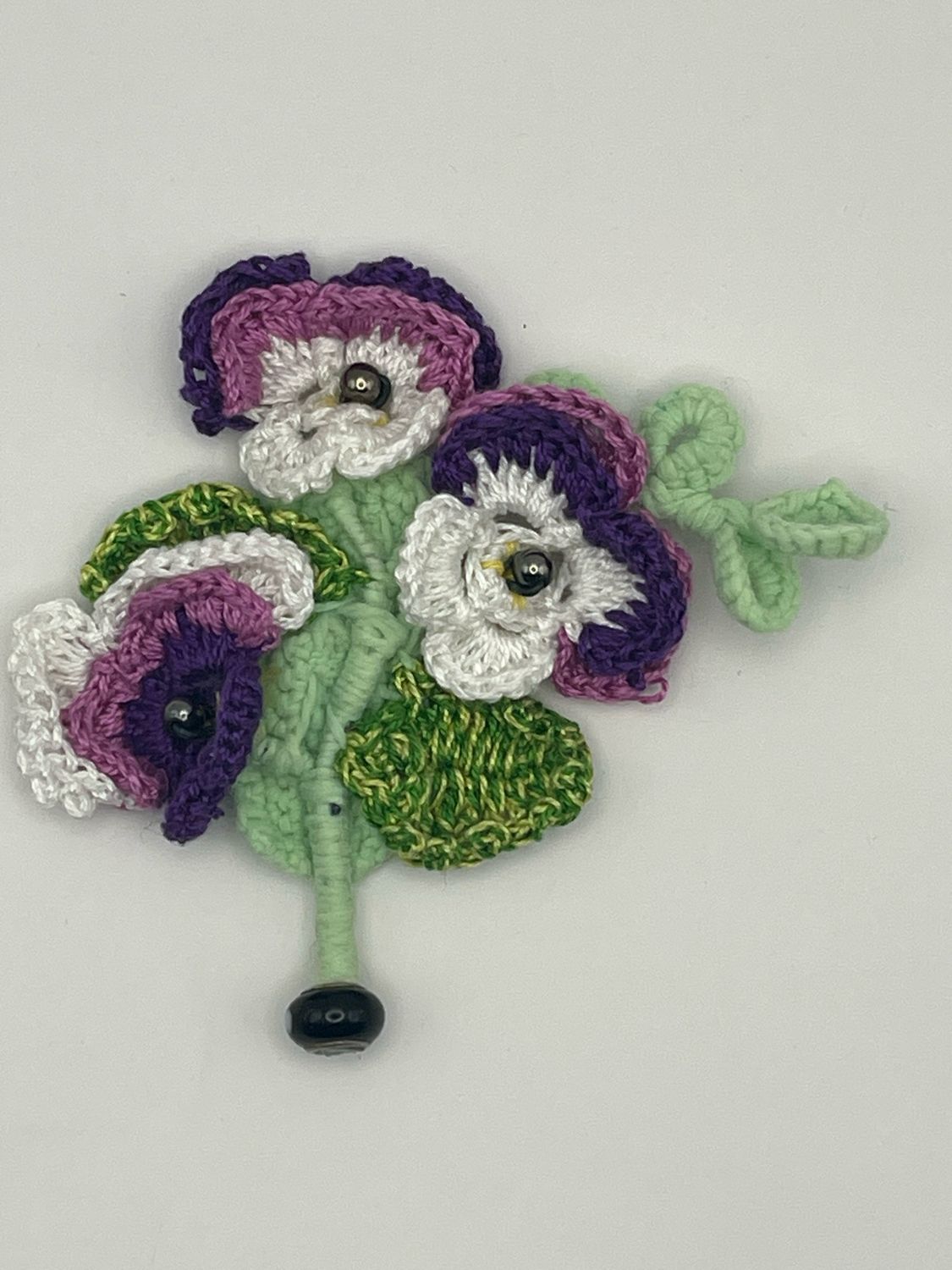 Crochet Flower Brooch Purple