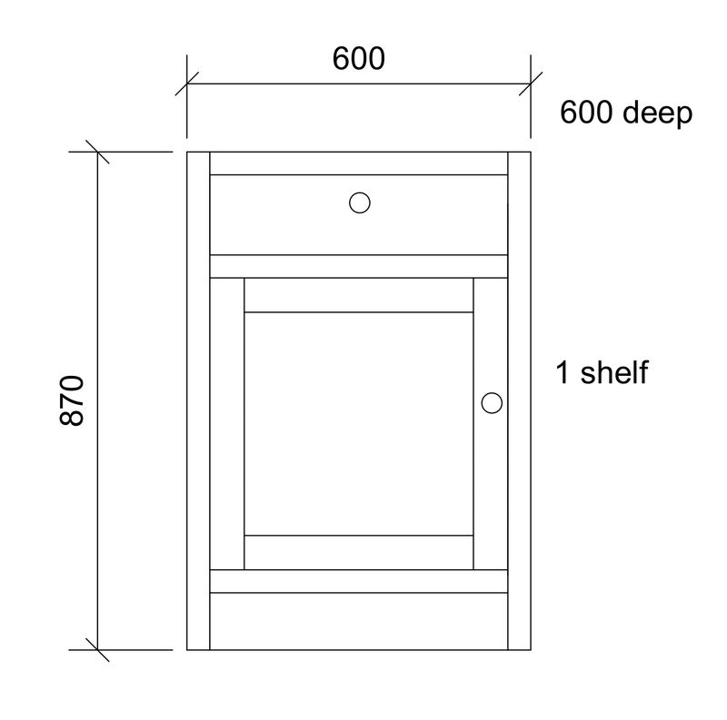 600 1 door 1 drawer UNPAINTED