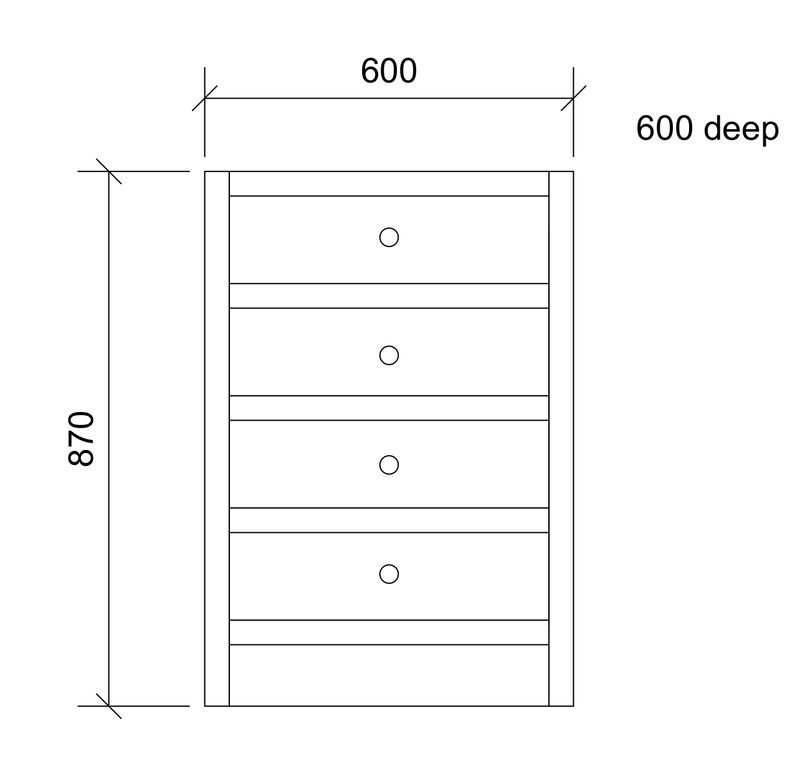 600 4 drawer UNPAINTED