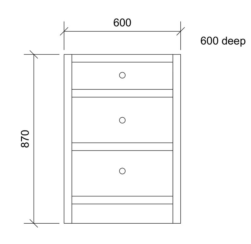 600 3 drawer UNPAINTED