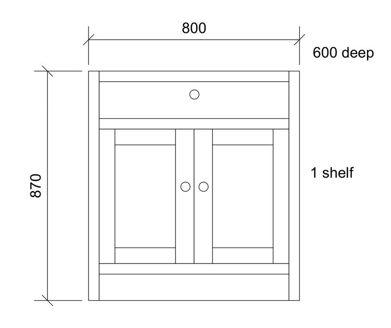 800 1 drawer 2 door base unit UNPAINTED