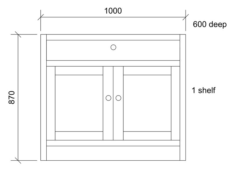 1000 1 drawer 2 door base units UNPAINTED