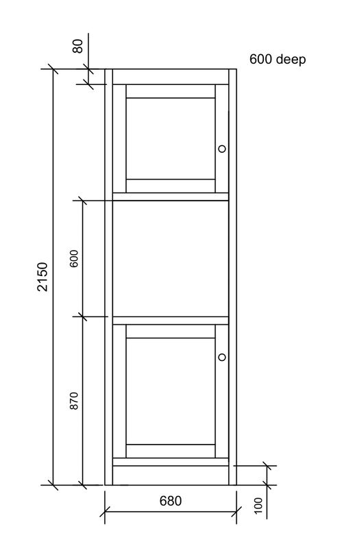 680 2 door single oven tall unit UNPAINTED