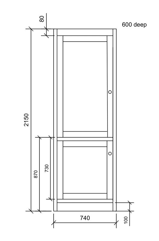 740 60/40 split fridge freezer tall unit 2 door  UNPAINTED