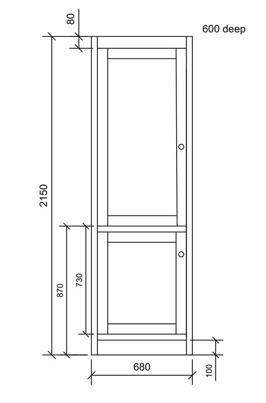 680 60/40 split fridge freezer tall unit 2 door  UNPAINTED