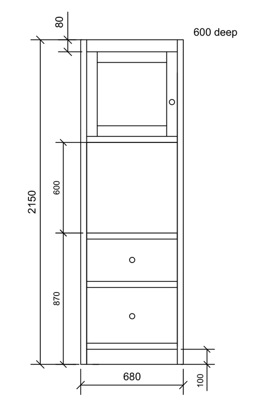 680 2 drawer 1 doot single oven tall unit UNPAINTED