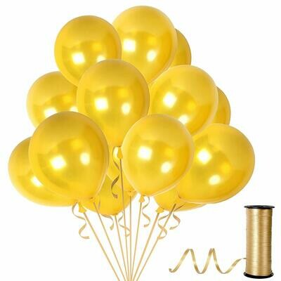 12 Inch Gold Metallic Latex Balloons
