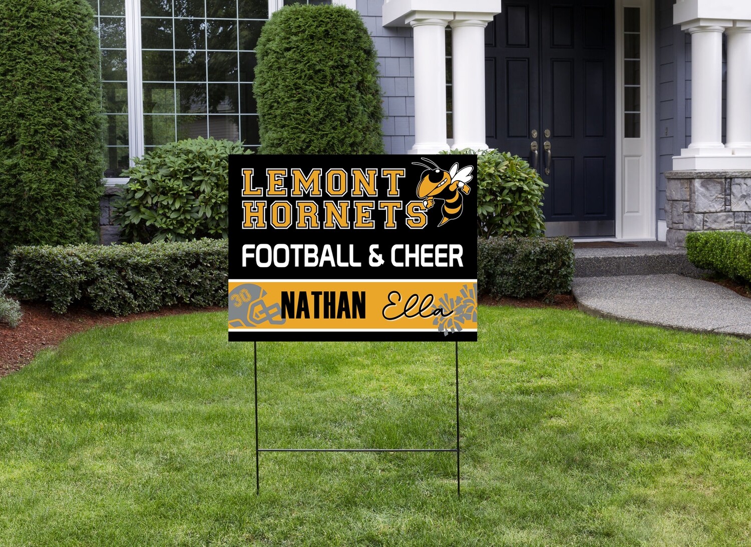 Hornet's Double Football & Cheer Yard Sign Hornet's Double Football & Cheer Yard Sign