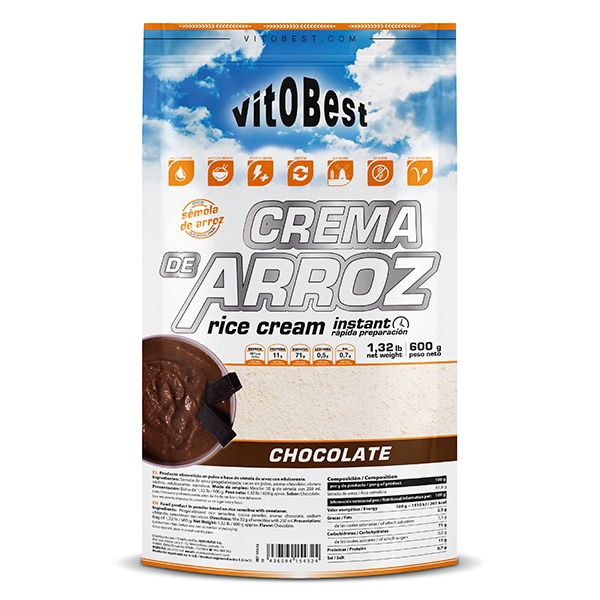 CREMA ARROZ 600 g CHOCOLATE. (Venta al profesional solo por cajas de 10 unds. por sabor sin posibilidad de mezclar sabores)