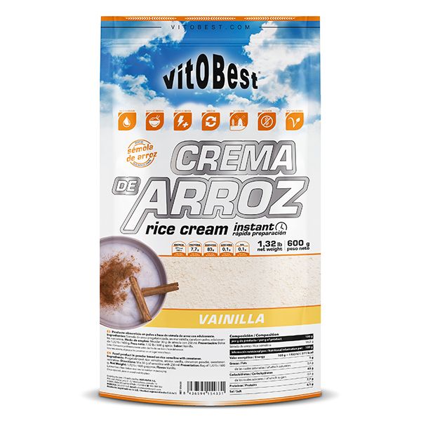 CREMA ARROZ 600 g VAINILLA. (Venta al profesional solo por cajas de 10 unds. por sabor sin posibilidad de mezclar sabores)