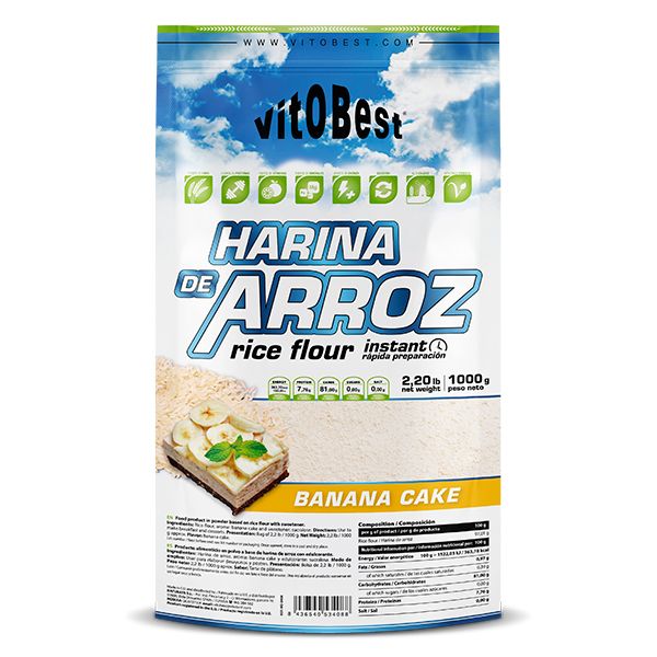 HARINA DE ARROZ 1 KG. BANANA CAKE. (Venta al profesional solo por cajas de 15 unds. Pudiendo mezclar sabores)