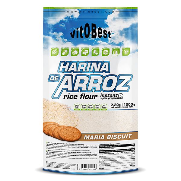 HARINA DE ARROZ 1 KG. GALLETA. (Venta al profesional solo por cajas de 15 unds. Pudiendo mezclar sabores)