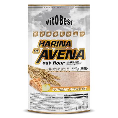 HARINA DE AVENA 1KG. TARTA DE MANZANA. (Venta al profesional solo por cajas de 12 unds. por sabor. Sin posibilidad de mezclar sabores)