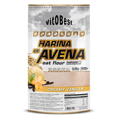 HARINA DE AVENA 1 KG. VAINILLA. (Venta al profesional solo por cajas de 12 unds. por sabor. Sin posibilidad de mezclar sabores)