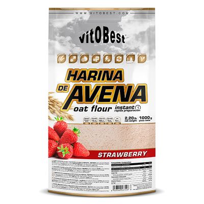 HARINA DE AVENA 1 KG. FRESA. (Venta al profesional solo por cajas de 12 unds. por sabor. Sin posibilidad de mezclar sabores)