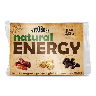 BARR. NATURAL ENERGY BAR DATIL/NUECES/CHOCO 40g. Estuche expositor de 20 Unds