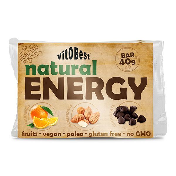 BARR. NATURAL ENERGY BAR NARANJA/ALMENDRA/CHOCO 40g. Estuche expositor de 20 Unds