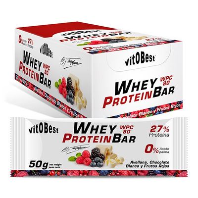 BARR. WHEY BAR TORREBLANCA CHOCO BLANC FRUT ROJOS 50g. (20 Uds.)